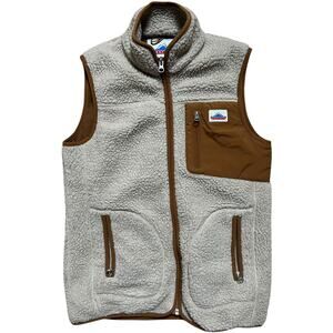 Penfield Sherpa Fleece Outerwear Vest Beige Brown Size XS Polyester